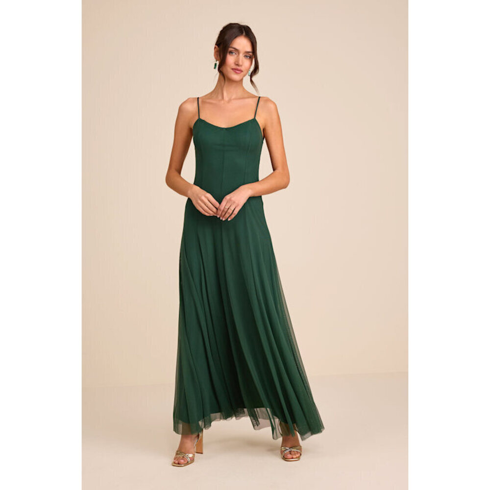 Lulus Atori Dark Green Mesh Sleeveless Maxi Dress - Size XL